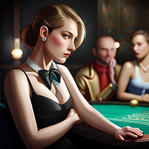 A dealer in front of a gaming table