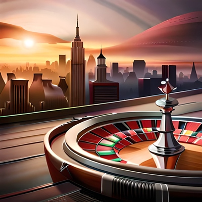 A game of roulette on a terrace at the top of a building